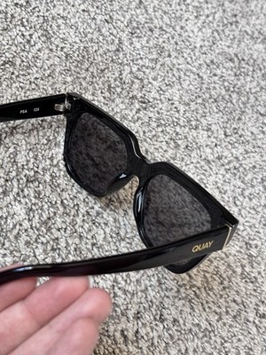 QUAY Women's Square Sunglasses Black Plastic Frame Gray CAT 3 PSA 125
