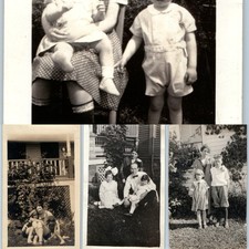 x4 LOT c1920s Family Snapshot Photos 1923 Helen Mary Jim Meg Kids Swimsuit Cute