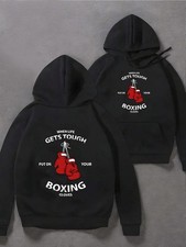 Men's Heavyweight Hoodie Boxing Glove Graphic Sweatshirt Motivational Quote Kang