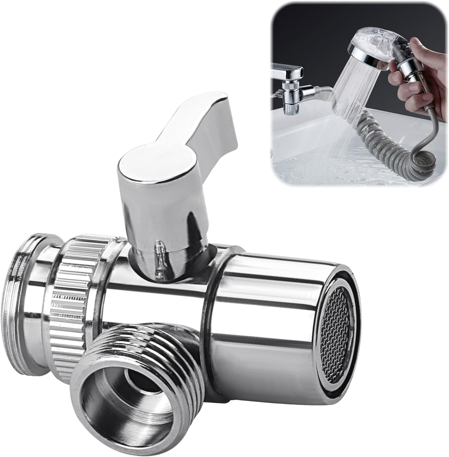 Brass 3 Way Sink Faucet Diverter Valve Tap Splitter Adapter G1/2 Shower Connecto