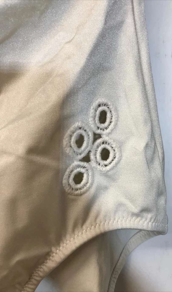 Beauty Vintage 60s 70s Sea Queen White Low Back Bathing Suit W/cutouts Size 14 — 第 2/4 张图片