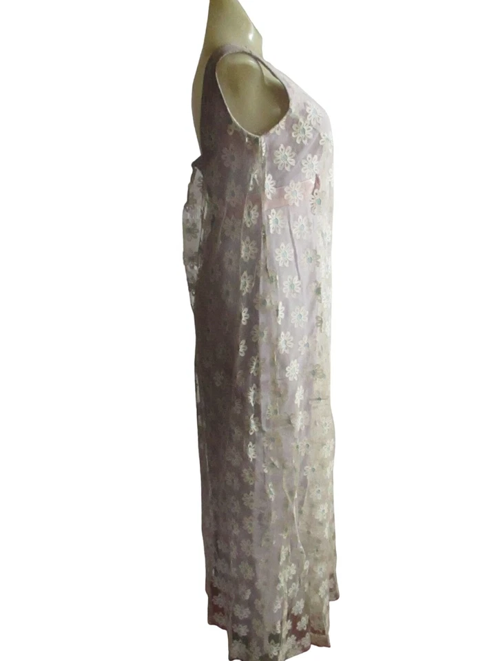 Vestido Feminino Vintage 6 1960 Núcleo de Fada Laço de Cetim Girassol Malha Rede Lilás Pequeno - Imagem 3 de 4