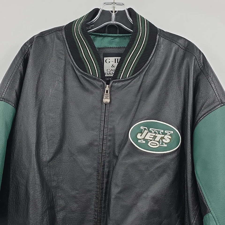Chaqueta de cuero vintage de la NFL de los New York Jets marca G lll para hombre talla 4XL Foto 2 de 4