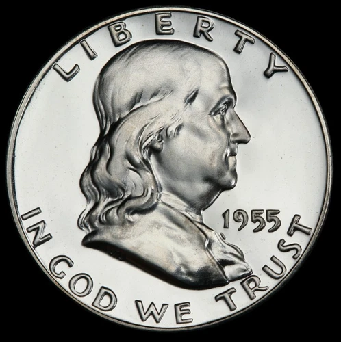 SUPERB GEM BU+++ 1955 FRANKLIN 90% SILVER PROOF HALF DOLLAR US MINT PHILLY C4