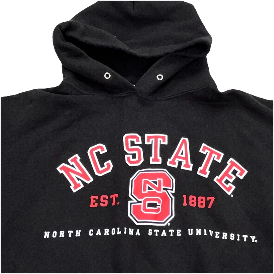 Vintage NC State Wolfpack Hoodie Men Medium Black Sweatshirt Sweater Y2K Cotton* - Image 2 of 4