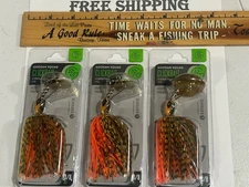 LOT OF 3 Googan Squad Clickbait Vibrating Jig 3/8Oz FISHING LURES SUNRISE CRAW