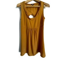 asos yellow sleeveless mini dress casual solid pleated lightweight  size 6