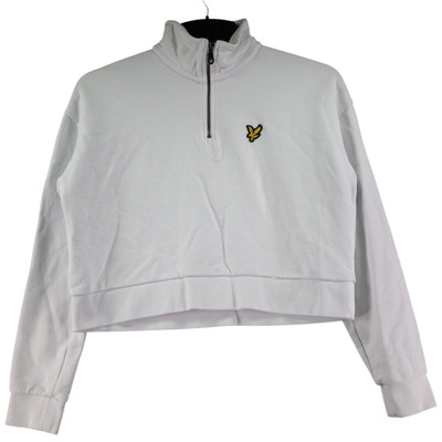 Lyle & Scott Womens Sweatshirt Size S White Solid Long Sleeve Collared