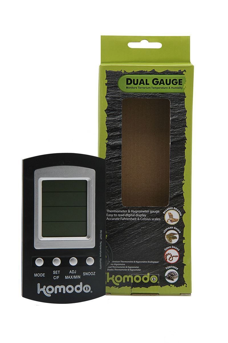 Komodo Digital Thermometer Hygrometer Reptile Dual Monitor Temperature & Air