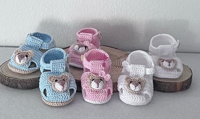 Baby Sandalen Häkeln, Baumwolle, Willkommen, Taufe, Geschenk Geburt,