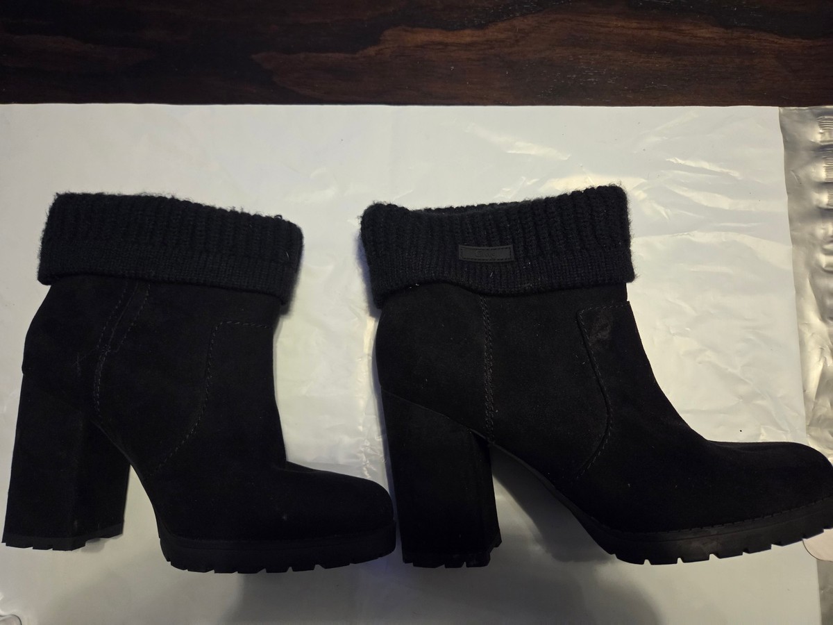 CIRCUS  Black Chunk High Heel  Bootie size 9WW Faux Suade worn 1 time