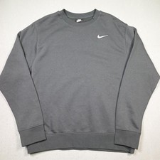Nike Sweatshirt Mens Medium Gray Club Fleece Crewneck Pullover Swoosh Training