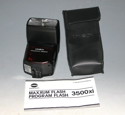 Minolta Program  3500xi Shoe Mount Flash w/Case & Manual
