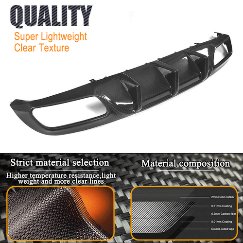For Mercedes C205 C63 Coupe 2015-2019 REAL Carbon Rear Bumper Diffuser Lippe - Bild 7 von 11
