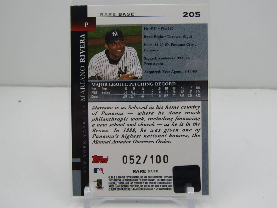 MARIANO RIVERA 2005 TOPPS PRISTINE AUTOGRAPH AUTO! #52/100! NEW YORK YANKEES! - Image 2 of 2