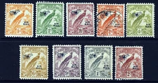 NEW GUINEA 1932-34 Bird of Paradise Part Set AIR MAIL OVPT SG 190 - 200 MINT/VFU