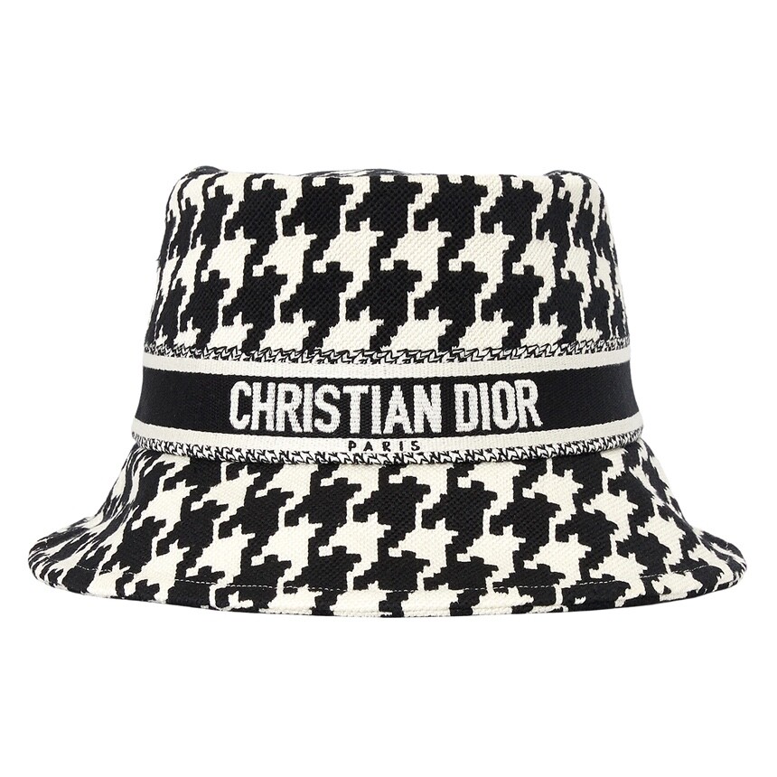 Christian Dior Houndstooth Black White Jacquard Cotton Logo