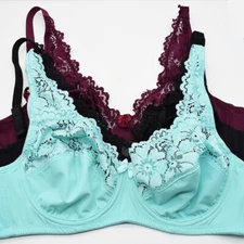 Plus Size Bras Women Large Bralette Lace Sheer Wired Lingerie Sexy Brassiere Top