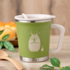 Taza térmica Ghibli My Neighbor Totoro de acero inoxidable tapa gotas de lluvia verde NUEVO