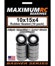 MAXRC - 10x15x4mm RC Bearings for Traxxas Arrma Axial Losi Redcat (10-pack)