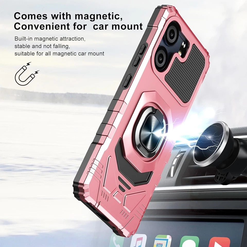 Funda de teléfono con anillo blindado magnético + vidrio templado para BLU View 5 Foto 2 de 4