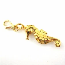 Gold plated Sterling Silver Bracelet Charms-Seahorse Charm- Add on Charm - 1 pc