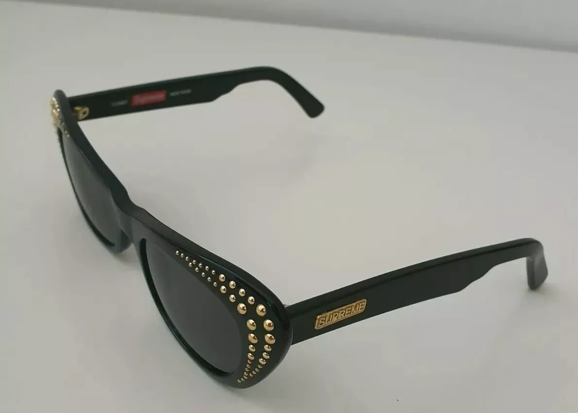 Lunettes de soleil SS17 Supreme Comet PRIX CONSEILLÉ noires cloutées fabriquées en Italie