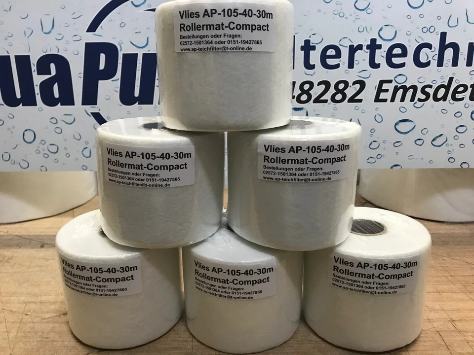 6 rolls fleece 10.5cm 40g/m fleece filter Rollermat compact 1 theiling replacement fleece - Image 2 of 4