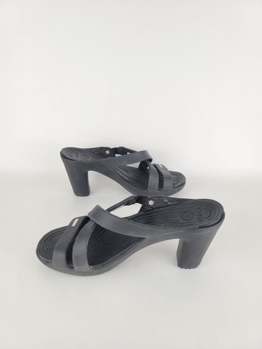 Crocs Cyprus IV Sandals Women's Size 9 Black Strappy Heel Platform Rubber Shoes - Picture 6 of 9