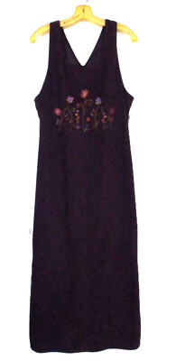 Amanda Smith Maxi Jumper Dress Size MED Embroidered Flowers Vintage NEW with Tag
