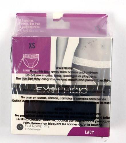 Exofficio Women's X-Small (XS) BLACK Give-N-Go Lacy Low-Rise Bikini Brief