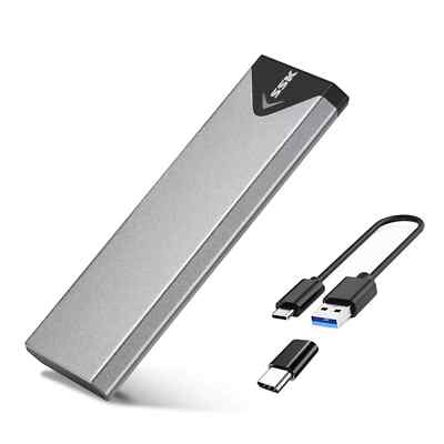 SSK Aluminum USB 3.2 Gen 1 to M.2 SATA NGFF SSD Enclosure Adapter External S...