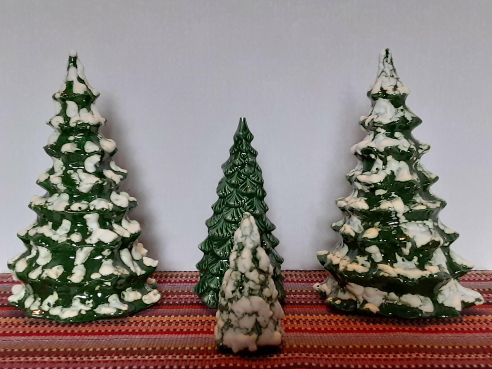 Vintage Mini Ceramic Christmas Tree Set of 4 Village Small Table Decor
