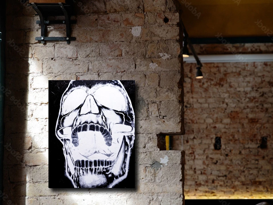 Retrato Pintura Calavera Choque - Arte Original - 16"x20" - Luz Negra UV Foto 2 de 4