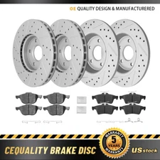 Front Rear Disc Ceramic Brake Pads + Drilled Rotors Kit For Ford C-Max 2013-2018