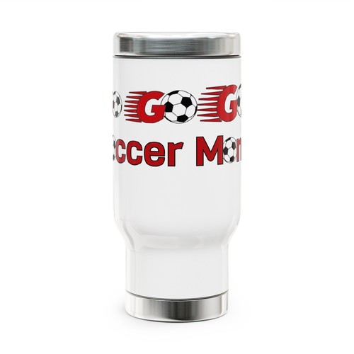 Soccer Mom Stainless Steel Travel Mug with Handle, 14oz - Picture 2 of 5