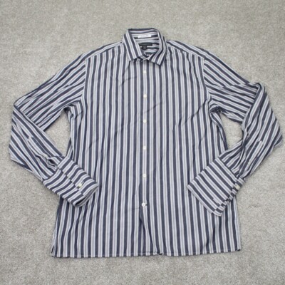 Banana Republic Shirt Mens Large Blue/Gray Slim Fit Albini Italian Fabric Cotton