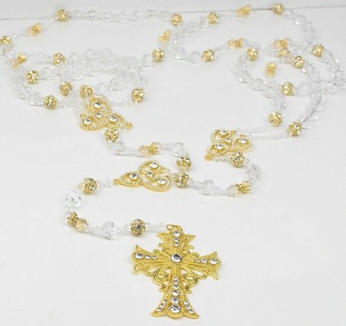Wedding Laso Boda Lazo Oro Gold Cristal Unity Ceremony Bridal Bling Cross Boxed - Picture 8 of 9