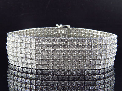 Row Men's Tennis Bracelet Natural Diamond 925 Sterling