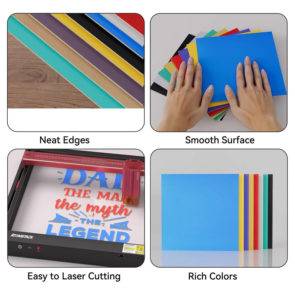 Contrachapado colorido sin pintura de 8 piezas de 3 mm 30x30 cm para modelismo corte por láser Foto 3 de 4