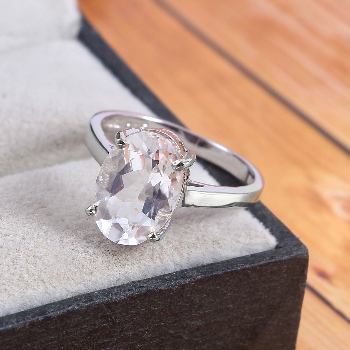 Natural Rock Crystal Ring Clear Quartz Stacking Handmade 925 