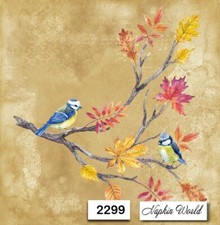  2299 TWO Individual Paper LUNCHEON Decoupage Napkins AUTUMN FALL BIRDS BRANCH