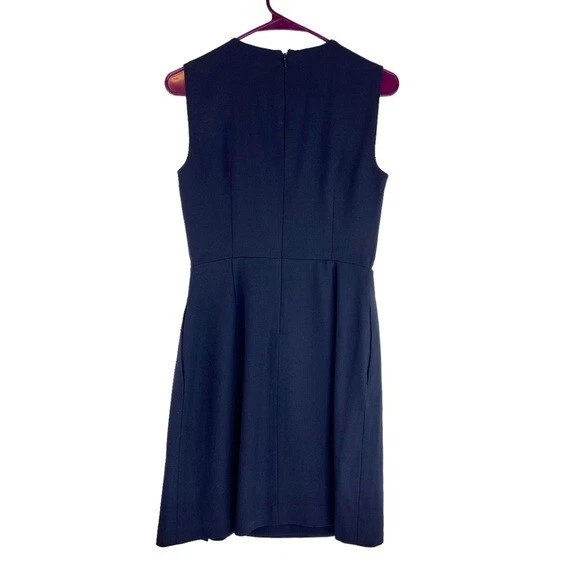 Abito completo plissettato blu navy taglia 0 Tory Burch scollo a V senza maniche professionale