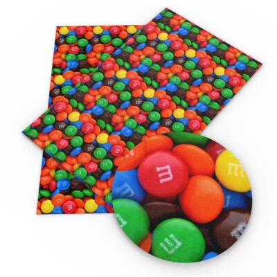 100% cotton Fabric M&M Candies 1 yard Increments Candy M & M Chocolate 54  Wide