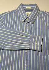 Abercrombie  Fitch Muscle Shirt Men's Medium Blue Green Stripe Button Down