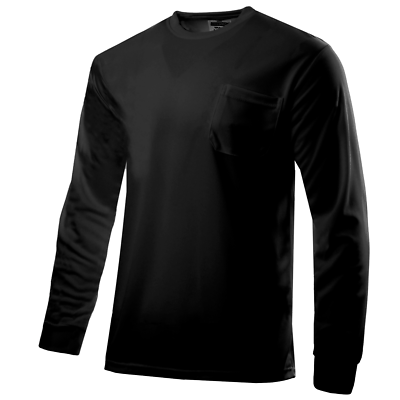 #ad Black Safety Long sleeve Shirt with external Convenience Pocket 5 pack $64.99