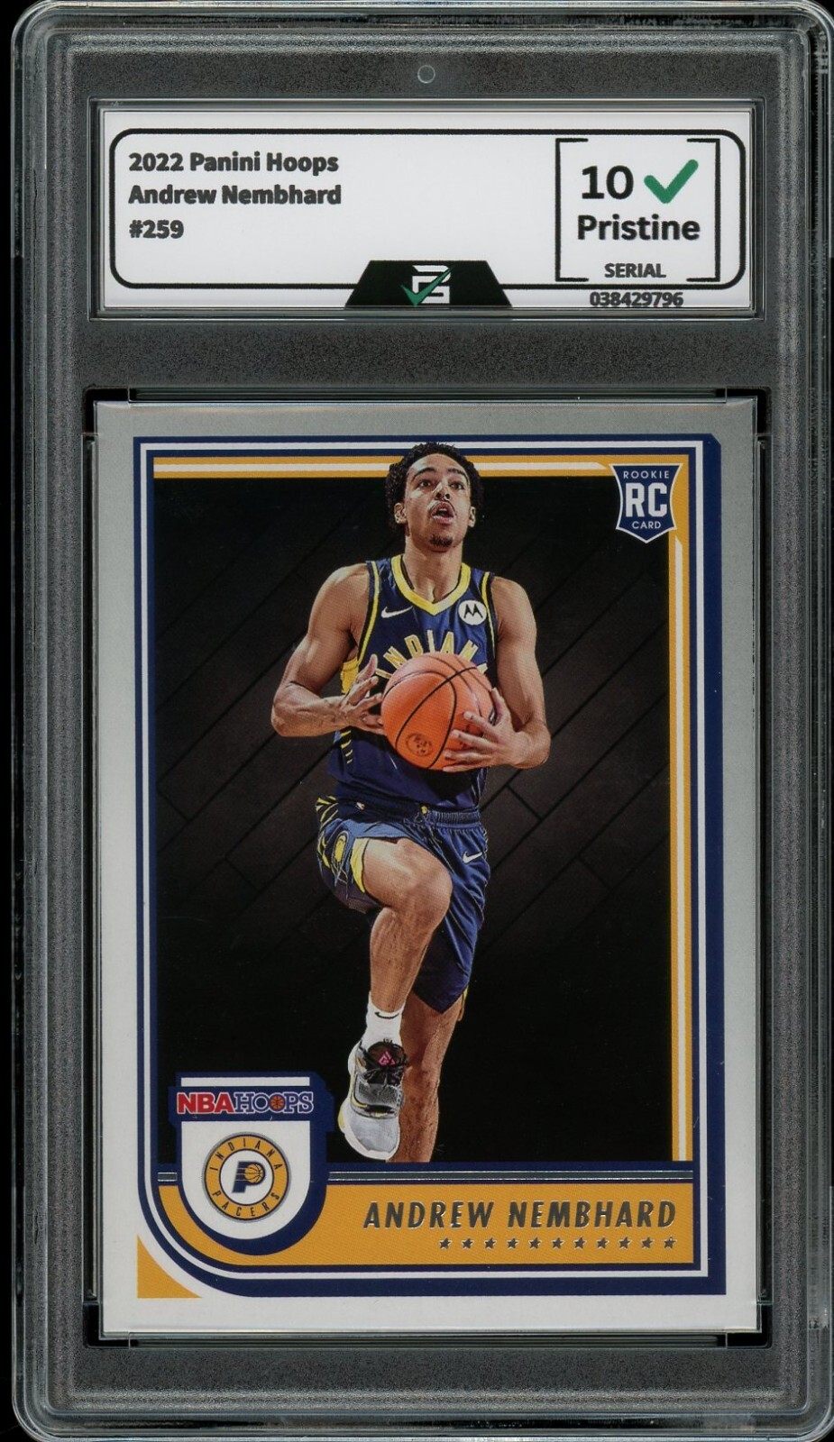 2022 Panini Hoops #259 Andrew Nembhard PRIME GRADED 10 Rookie Card Gem Mint RC
