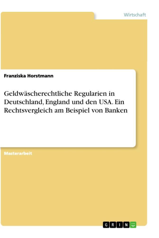 Thumbnail - Geldwäscherechtliche Regularien In Deutschland, England Und Den Usa.