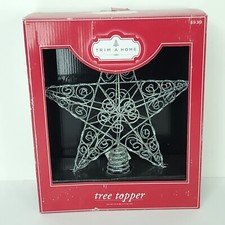 Silver Star Christmas Tree Topper Trim A Home Metal Glitter 11in NEW Sealed