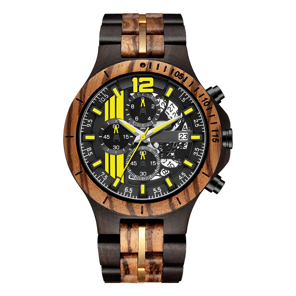 Richwood Relojes de Madera Hombre Steampunk Grabado Madera Reloj Padrino Foto 2 de 4